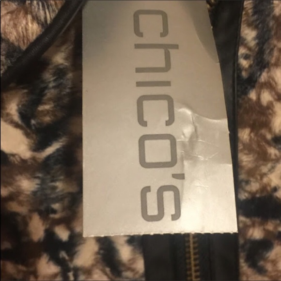 CHICO’S Faux Fur Animal Print A-line Short Jacket - Picture 5 of 7